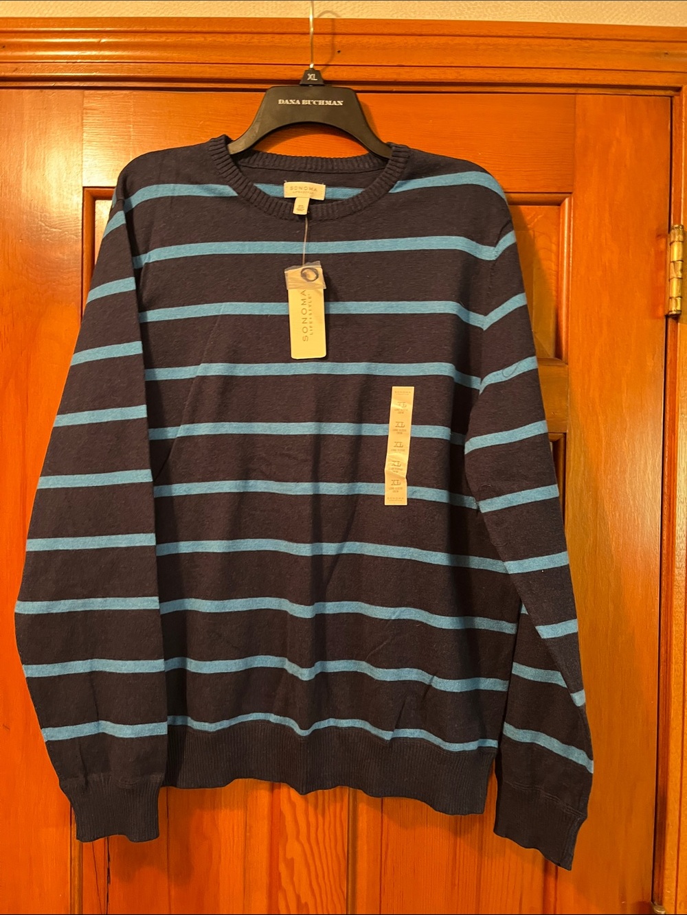 Sonoma Striped Crewneck Sweater - Navy and Light Blue